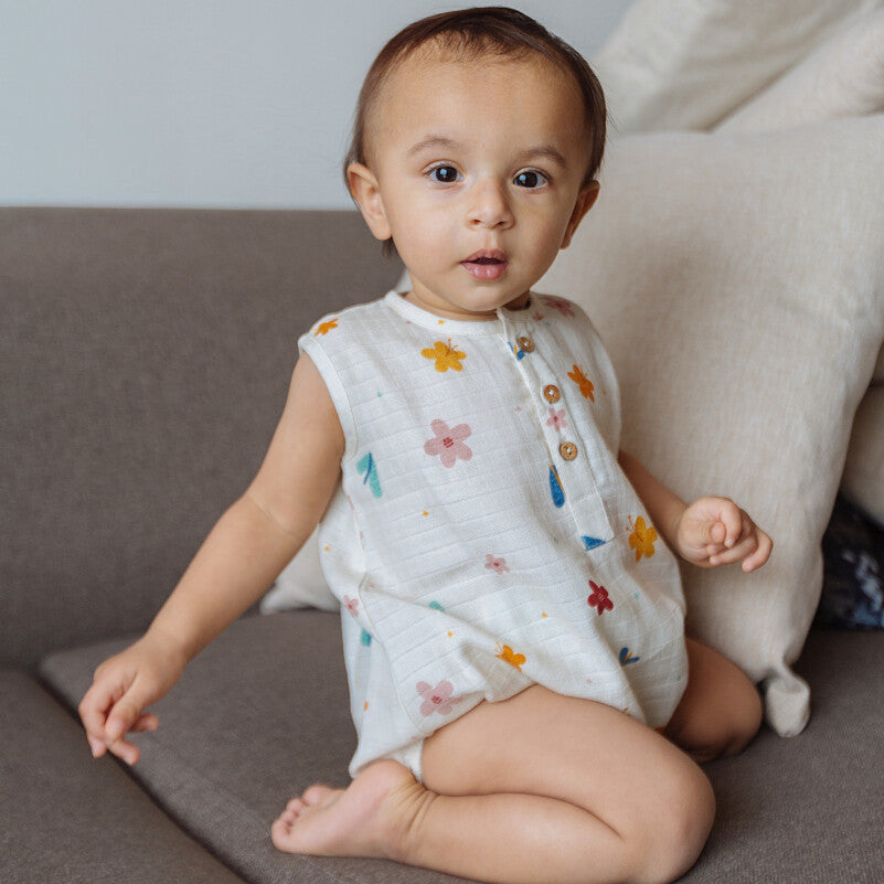 Dulaar Organic Muslin Romper - A World In Bloom