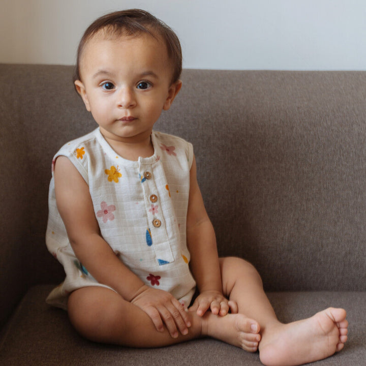 Dulaar Organic Muslin Romper - A World In Bloom