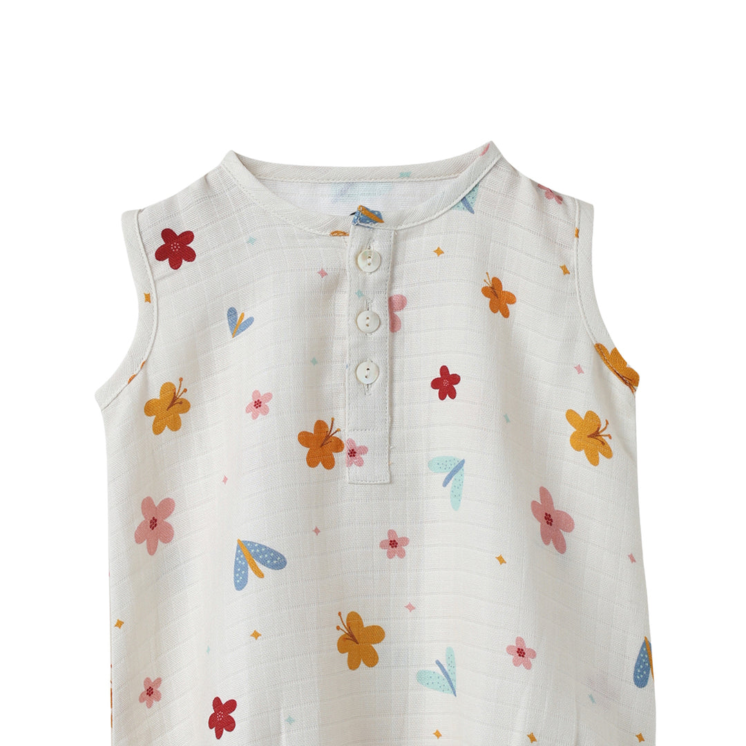 Dulaar Organic Muslin Romper - A World In Bloom