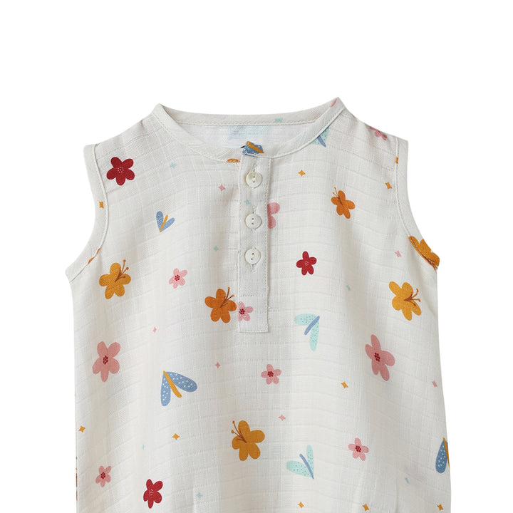Dulaar Organic Muslin Romper - A World In Bloom