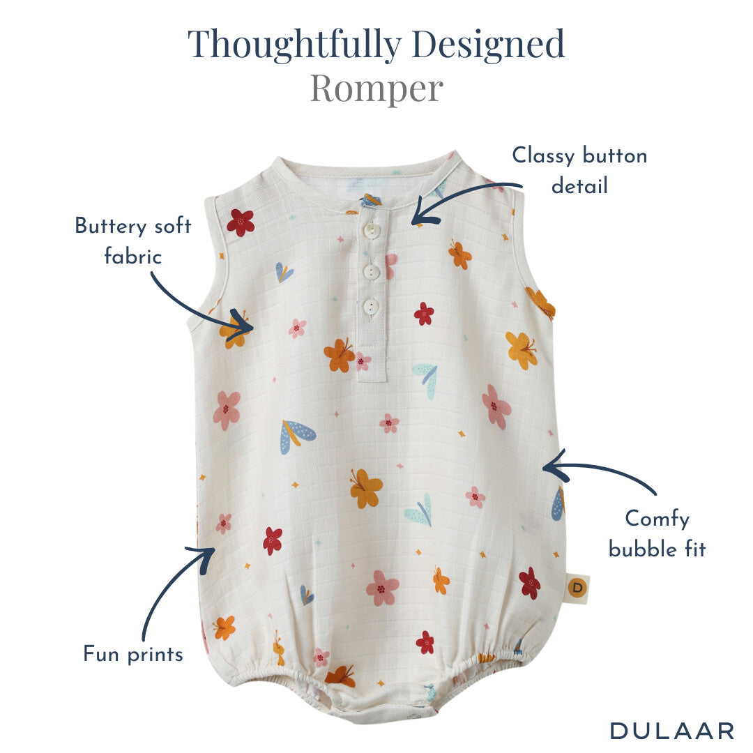 Dulaar Organic Muslin Romper - A World In Bloom