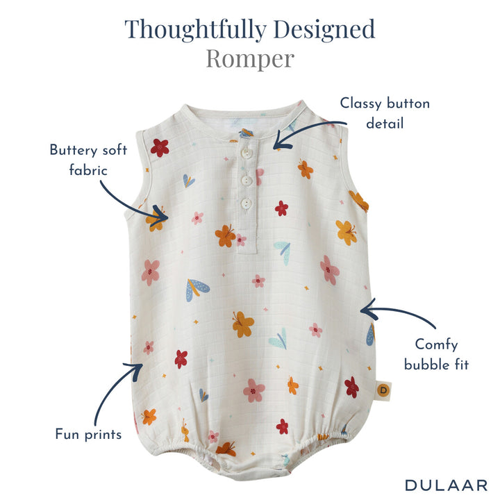 Dulaar Organic Muslin Romper - A World In Bloom