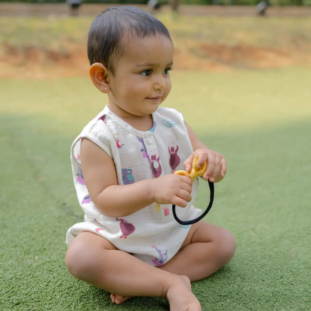 Dulaar Organic Muslin Romper (Set of 2) - Green Zen + Life is a Circus