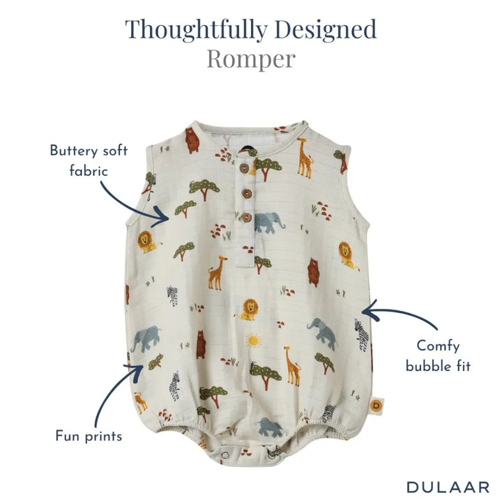 Dulaar Organic Muslin Romper (Set of 2) - Green Zen + Squad Goals