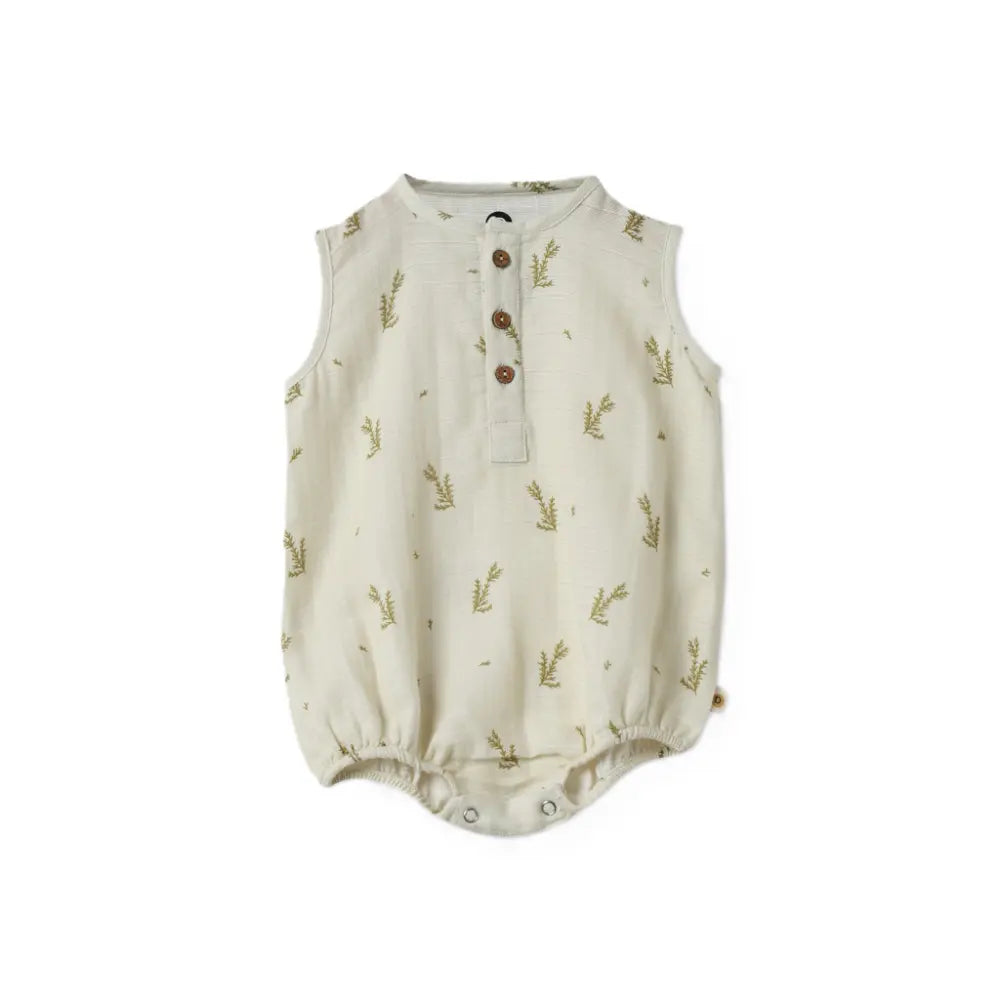 Dulaar Organic Muslin Romper - Green Zen