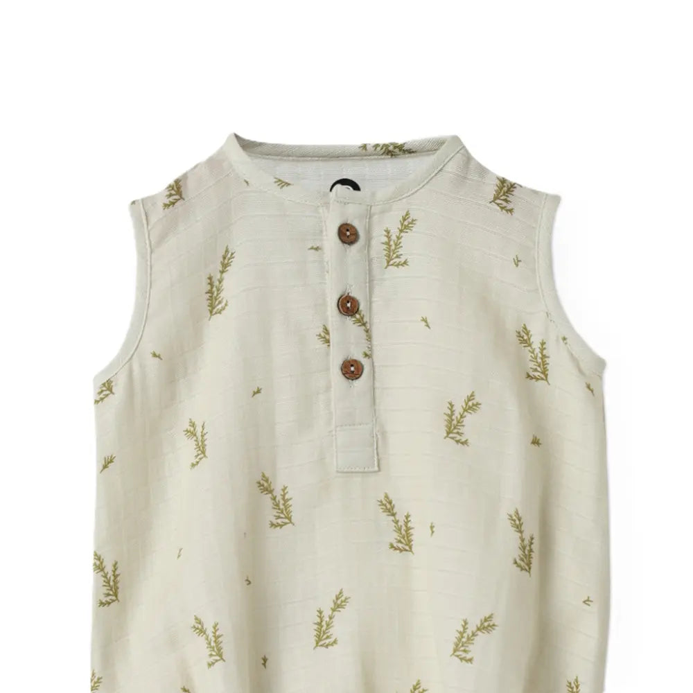 Dulaar Organic Muslin Romper - Green Zen