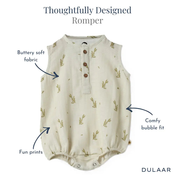 Dulaar Organic Muslin Romper - Green Zen