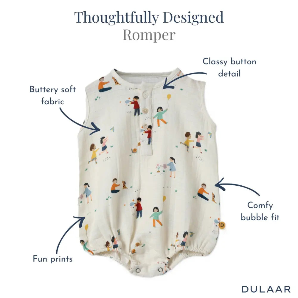 Dulaar Organic Muslin Romper - Playground Adventures
