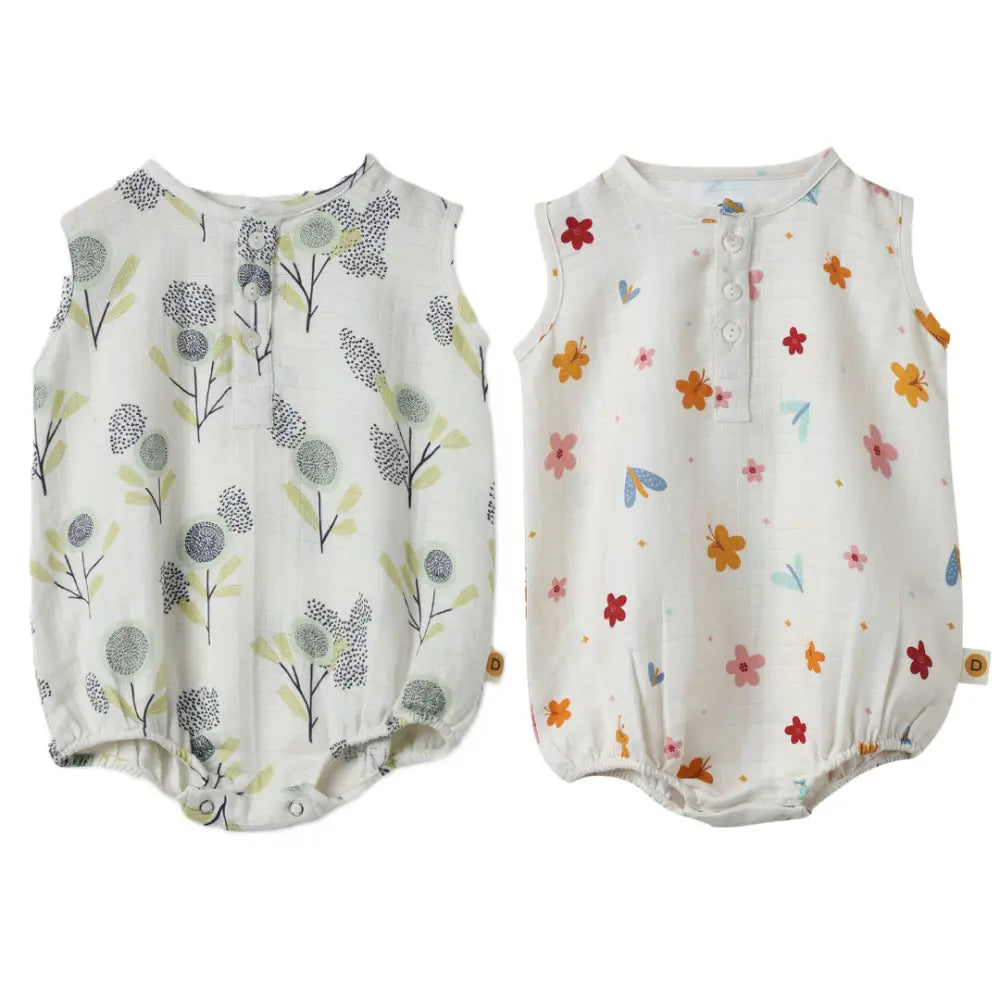 Dulaar Organic Muslin Romper (Set of 2) - The Sparrow and Flower + A World in Bloom