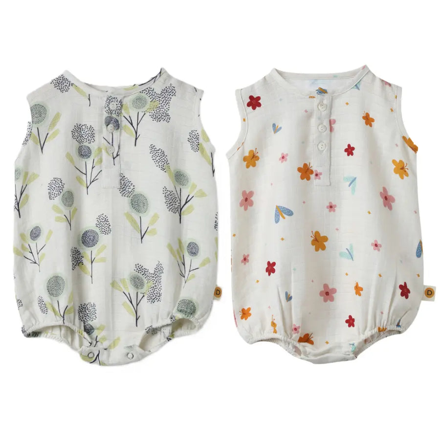 Dulaar Organic Muslin Romper (Set of 2) - The Sparrow and Flower + A World in Bloom