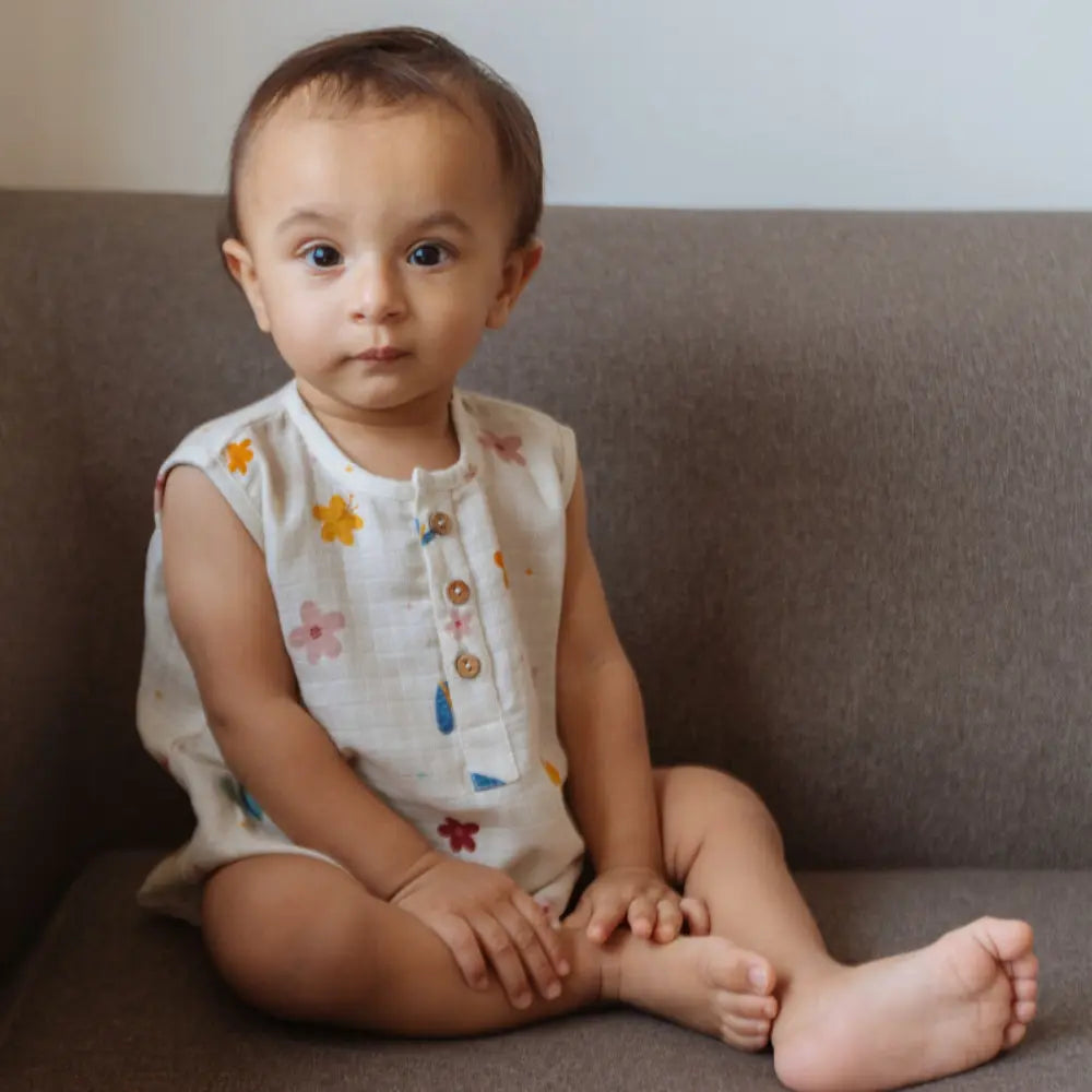 Dulaar Organic Muslin Romper (Set of 2) - The Sparrow and Flower + A World in Bloom