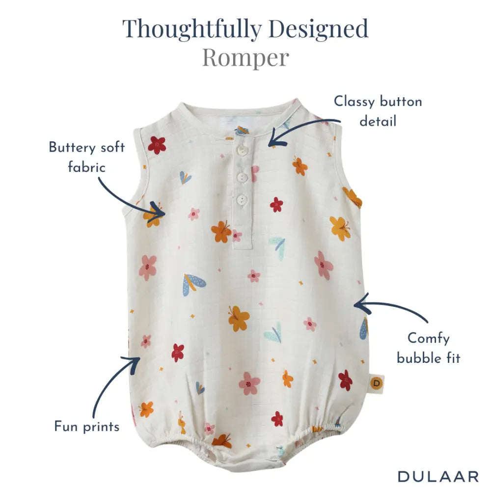 Dulaar Organic Muslin Romper (Set of 2) - The Sparrow and Flower + A World in Bloom