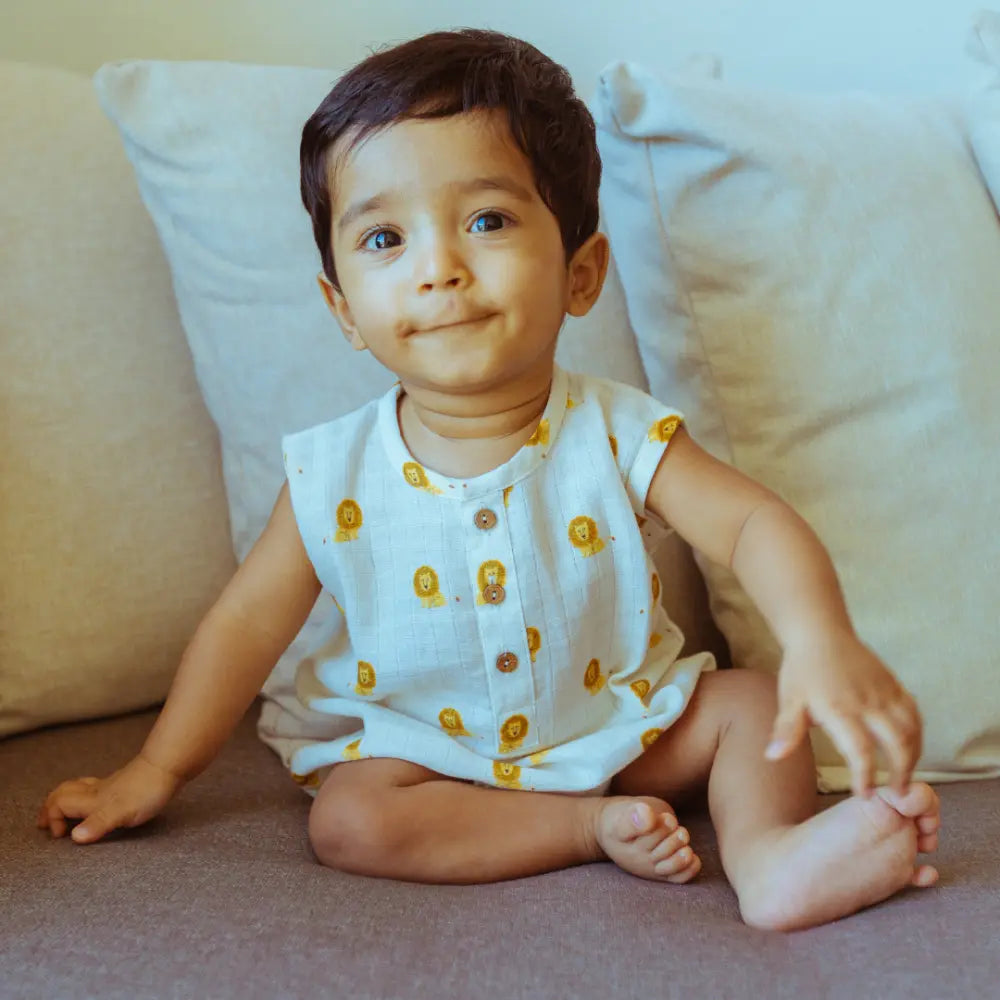 Dulaar Organic Muslin Romper (Set of 2) - The Sparrow and Flower + Just Lion Around
