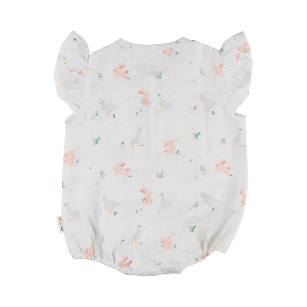 Dulaar Organic Muslin Romper - Bunny Hops and Duck Walks