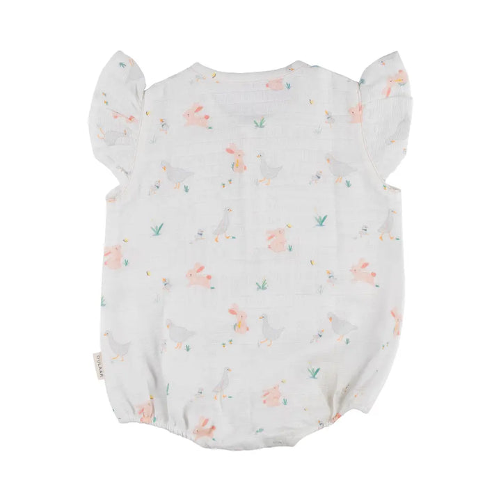 Dulaar Organic Muslin Romper - Bunny Hops and Duck Walks