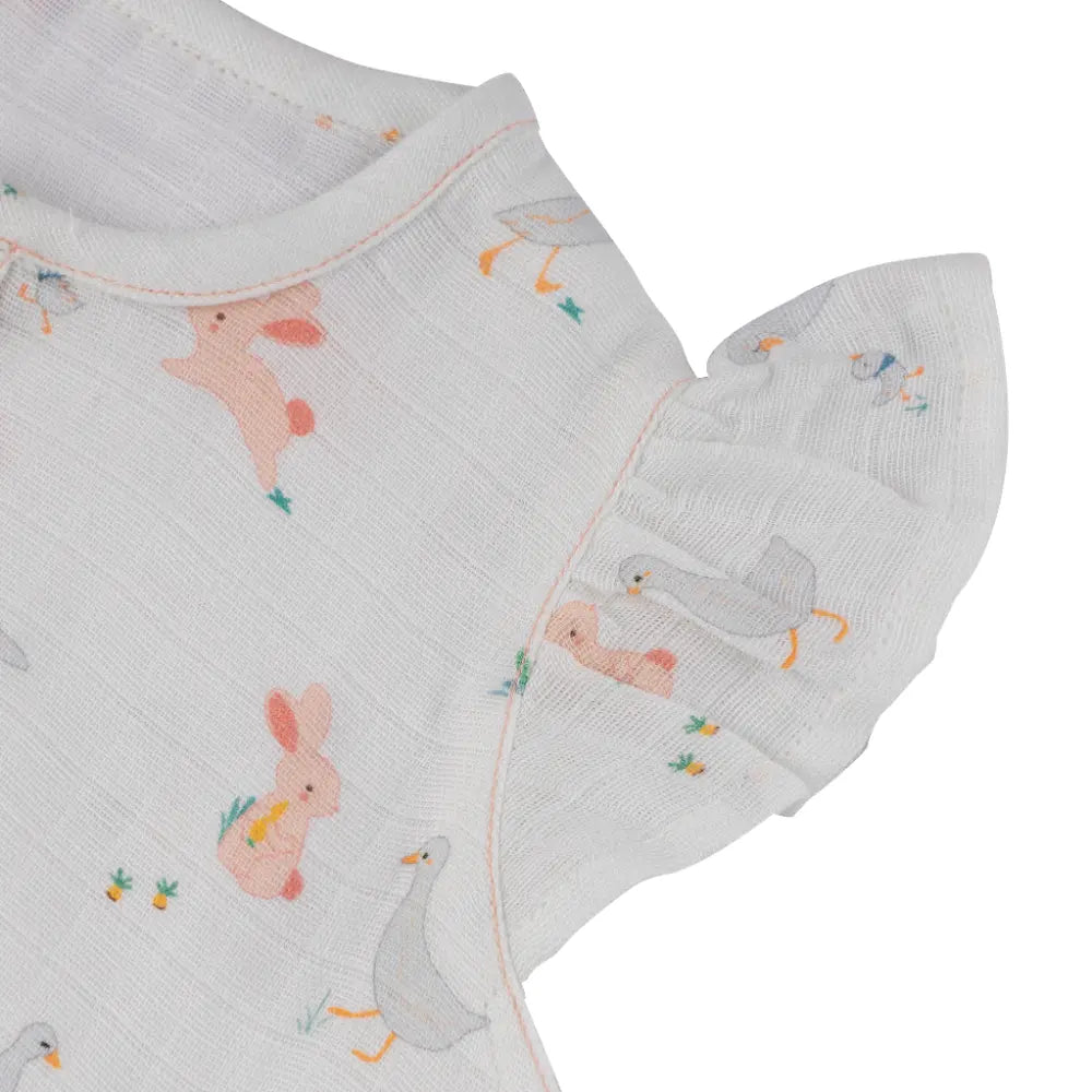 Dulaar Organic Muslin Romper - Bunny Hops and Duck Walks