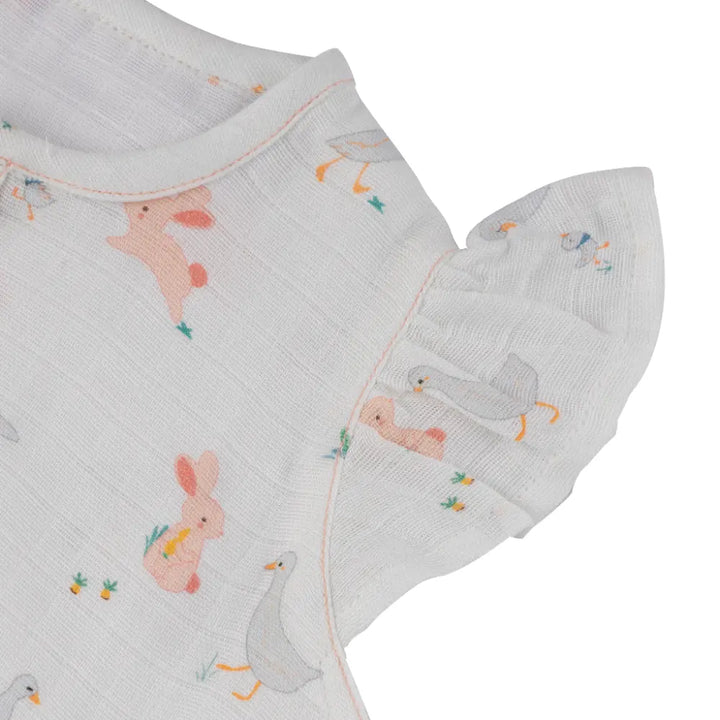 Dulaar Organic Muslin Romper - Bunny Hops and Duck Walks