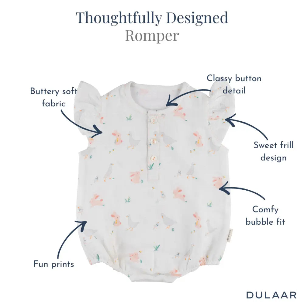 Dulaar Organic Muslin Romper - Bunny Hops and Duck Walks