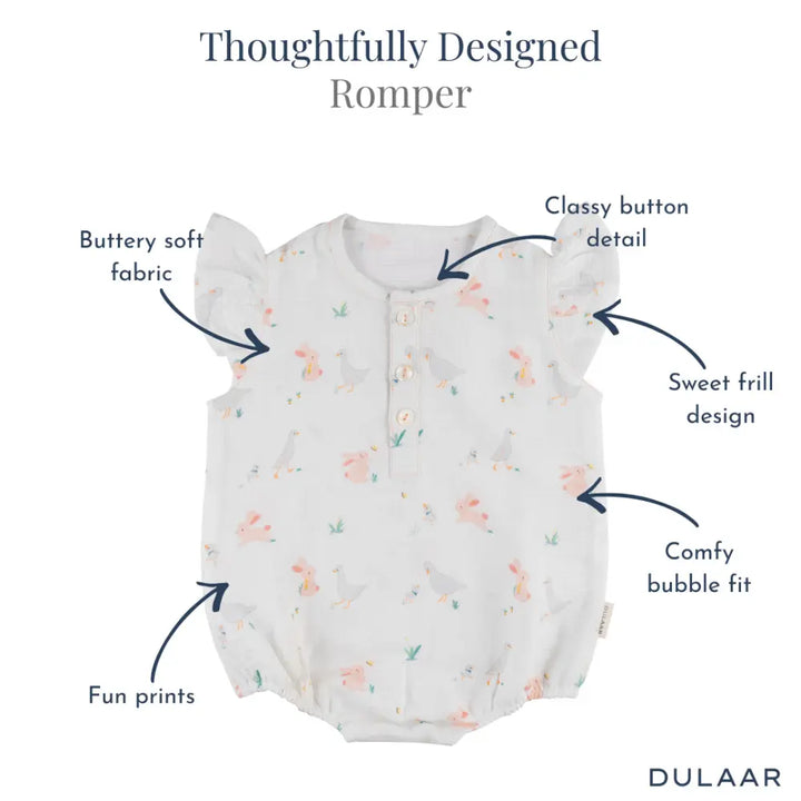 Dulaar Organic Muslin Romper - Bunny Hops and Duck Walks