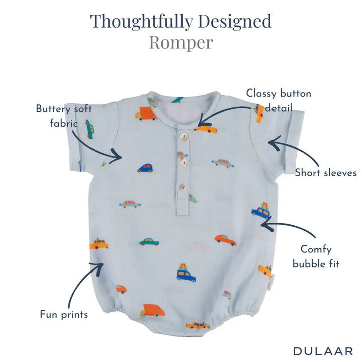Dulaar Organic Muslin Romper - Road Trip