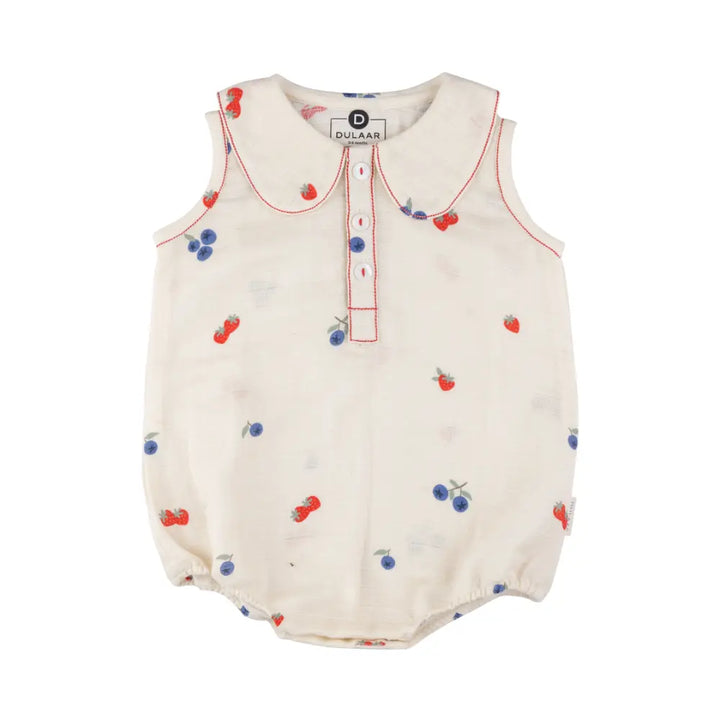 Dulaar Organic Muslin Romper - Berry Picking