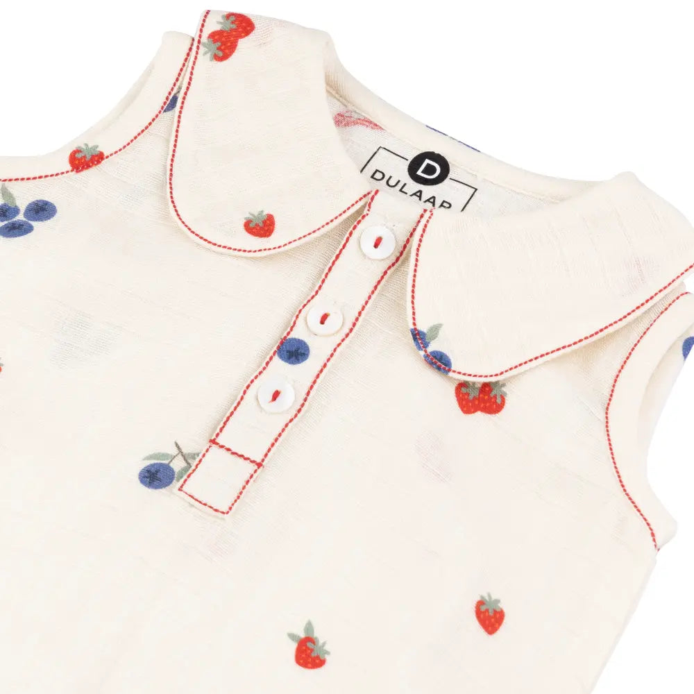 Dulaar Organic Muslin Romper - Berry Picking