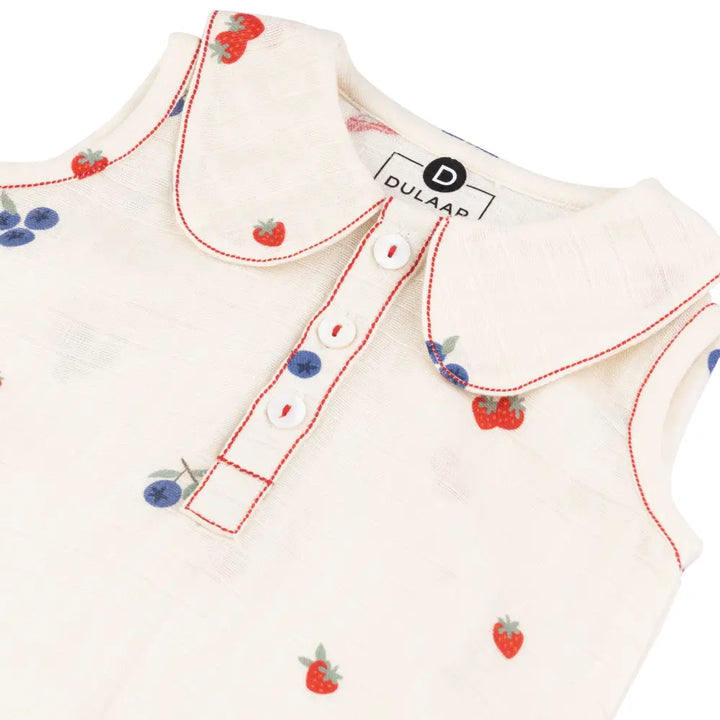Dulaar Organic Muslin Romper - Berry Picking