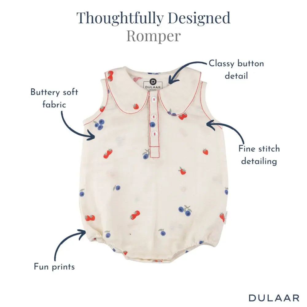 Dulaar Organic Muslin Romper - Berry Picking