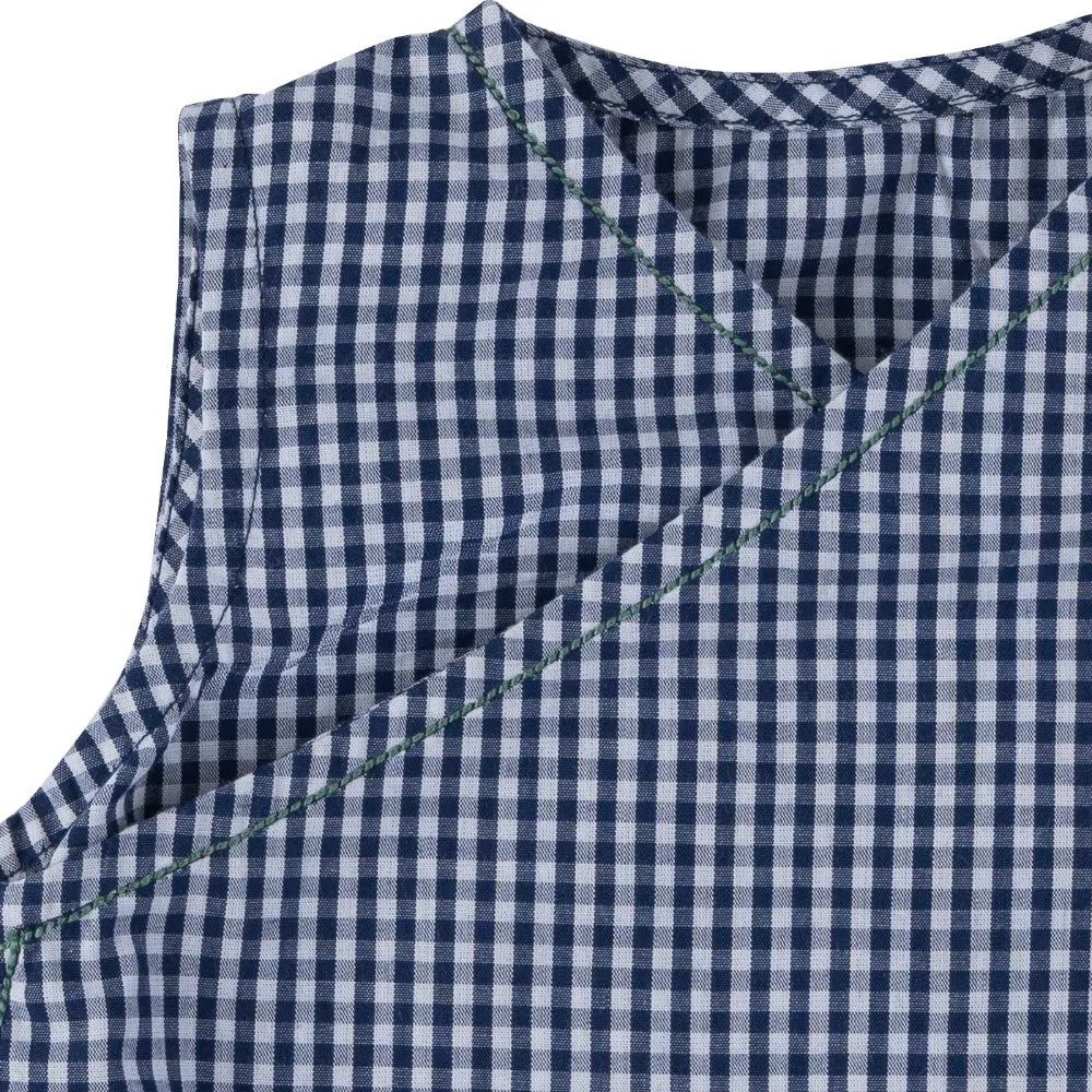 Dulaar Cotton Kimono Romper - Blue Checks