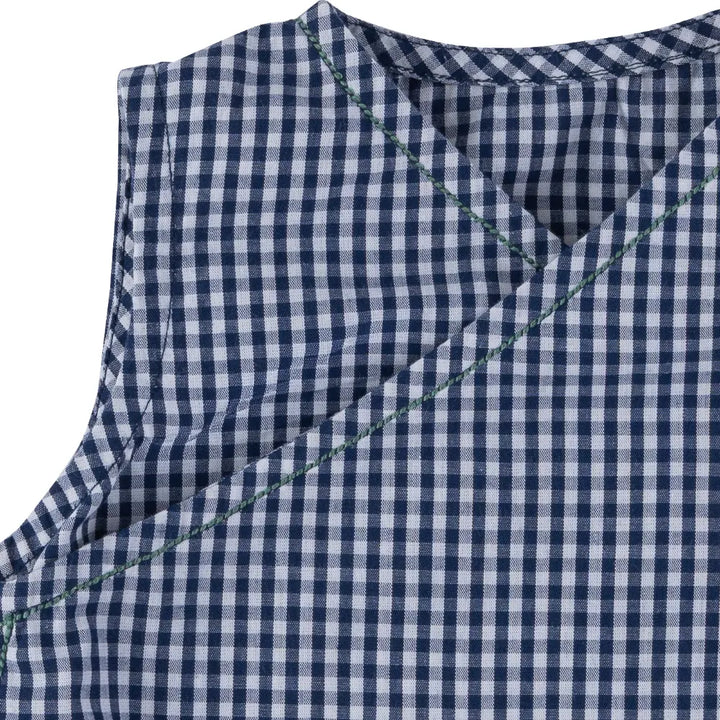 Dulaar Cotton Kimono Romper - Blue Checks