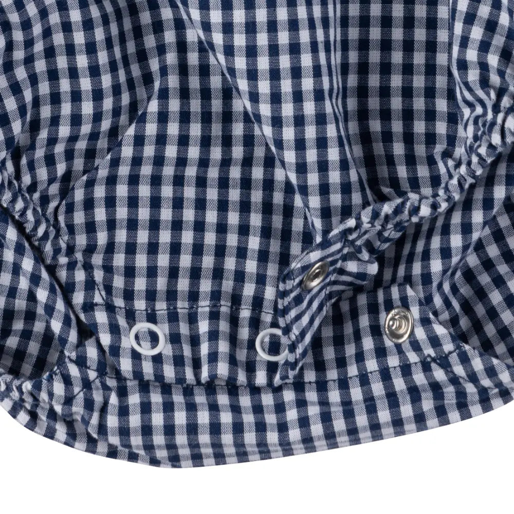 Dulaar Cotton Kimono Romper - Blue Checks
