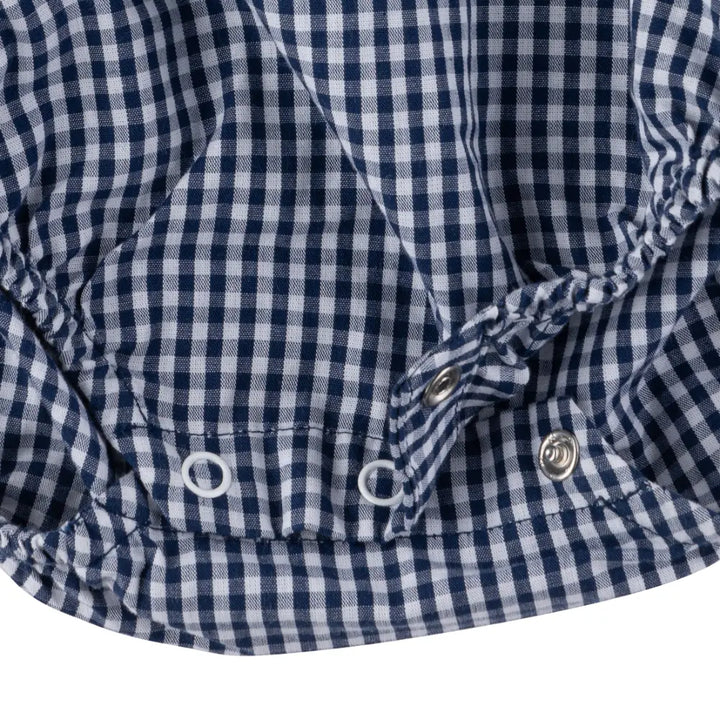 Dulaar Cotton Kimono Romper - Blue Checks