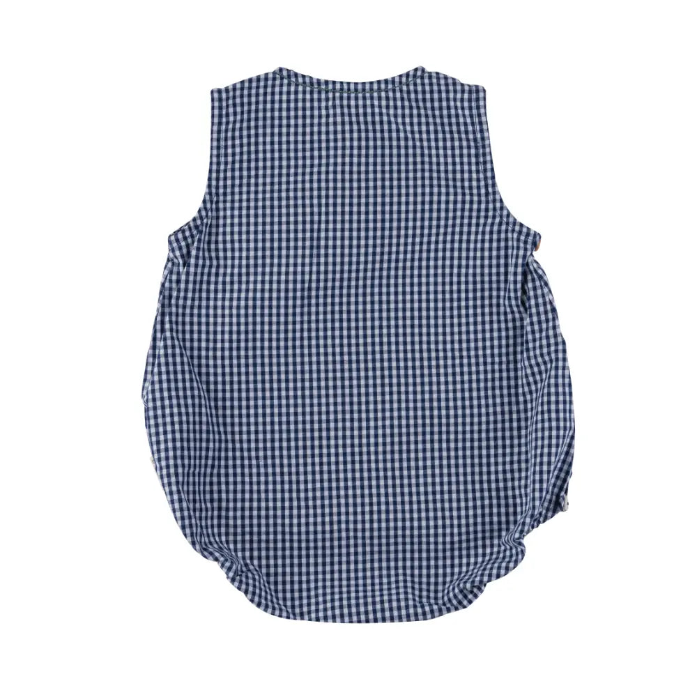 Dulaar Cotton Kimono Romper - Blue Checks