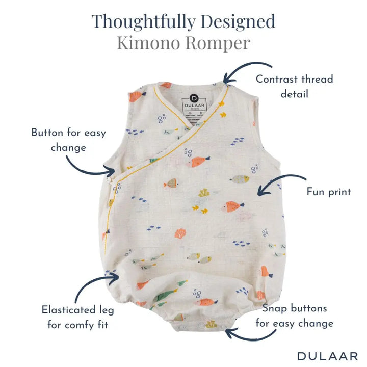 Dulaar Organic Muslin Kimono Romper