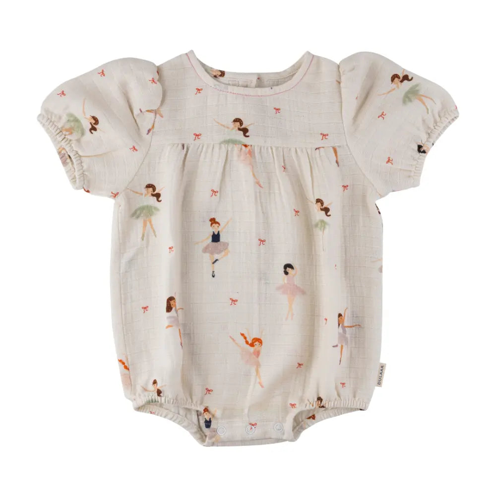 Dulaar Organic Muslin Romper - White