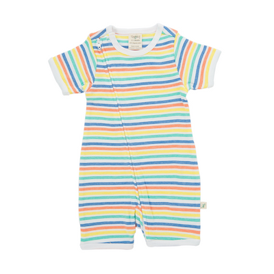 Tiny Twig Short Sleeve Zipsuit - Rainbow Stripes