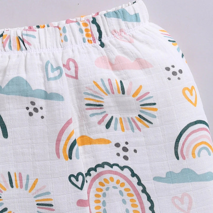 Cot &amp; Candy Baby Baby Organic Muslin Collar PJ Set - Rainbow Print