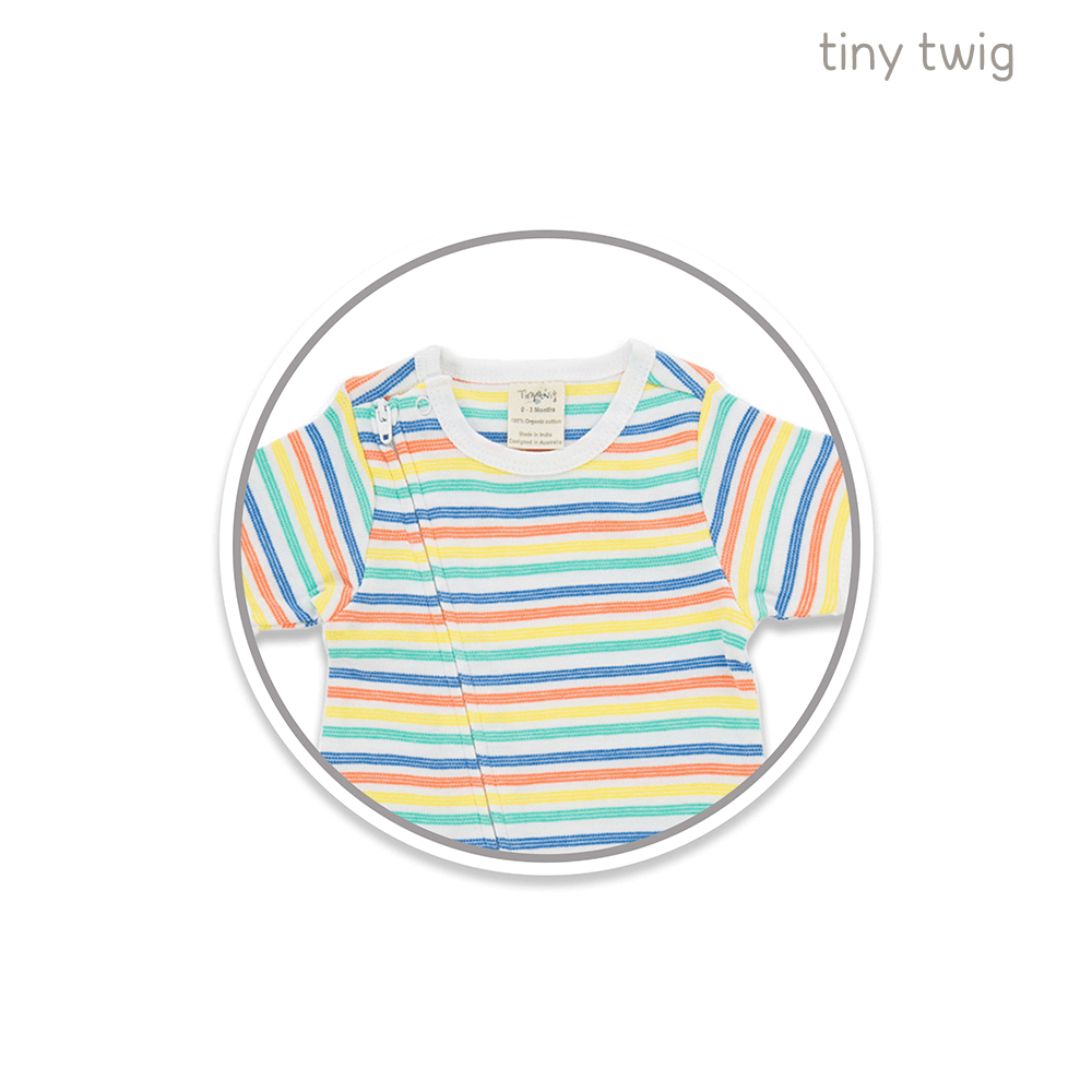 Tiny Twig Zipsuit S/S Rainbow Stripes