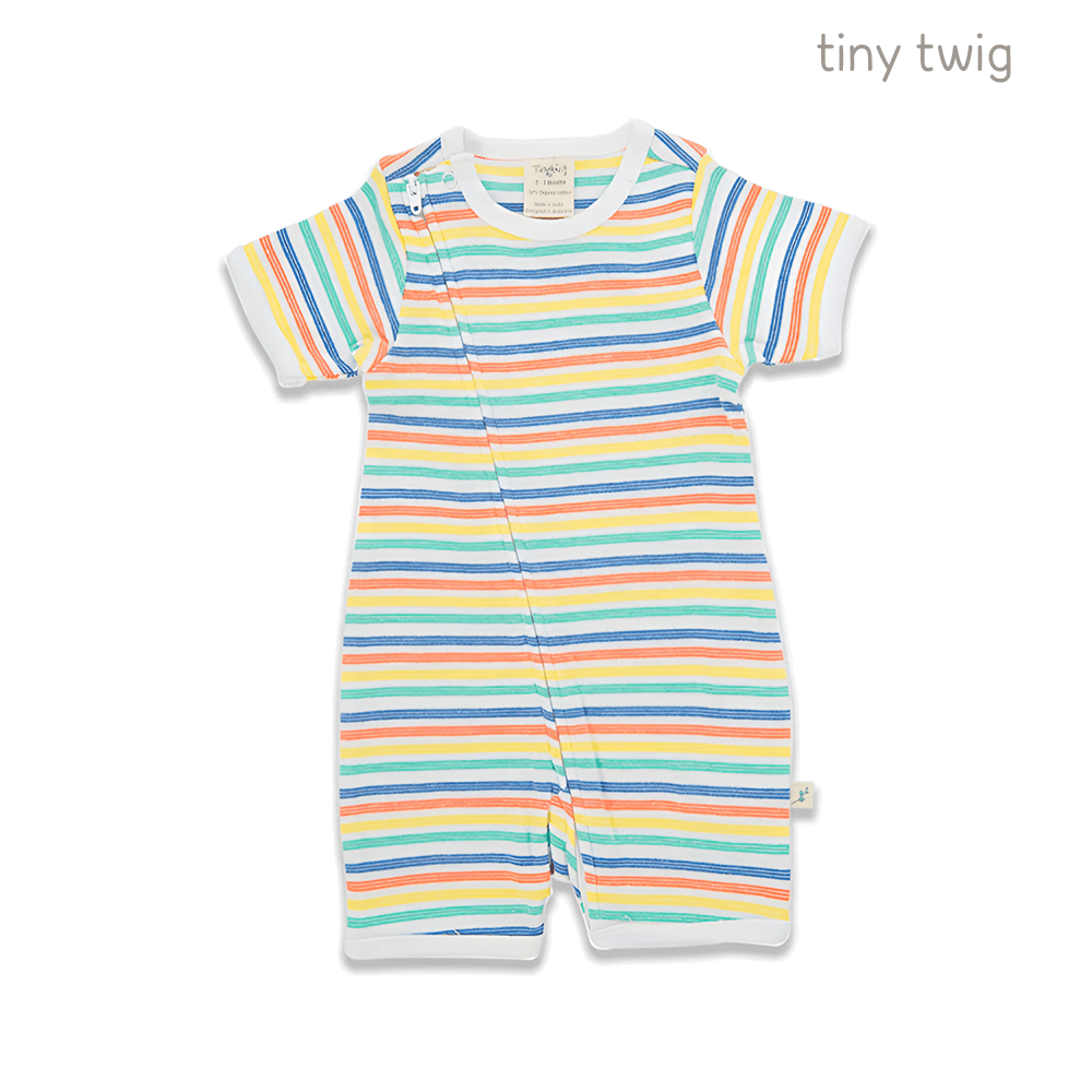 Tiny Twig Zipsuit S/S Rainbow Stripes