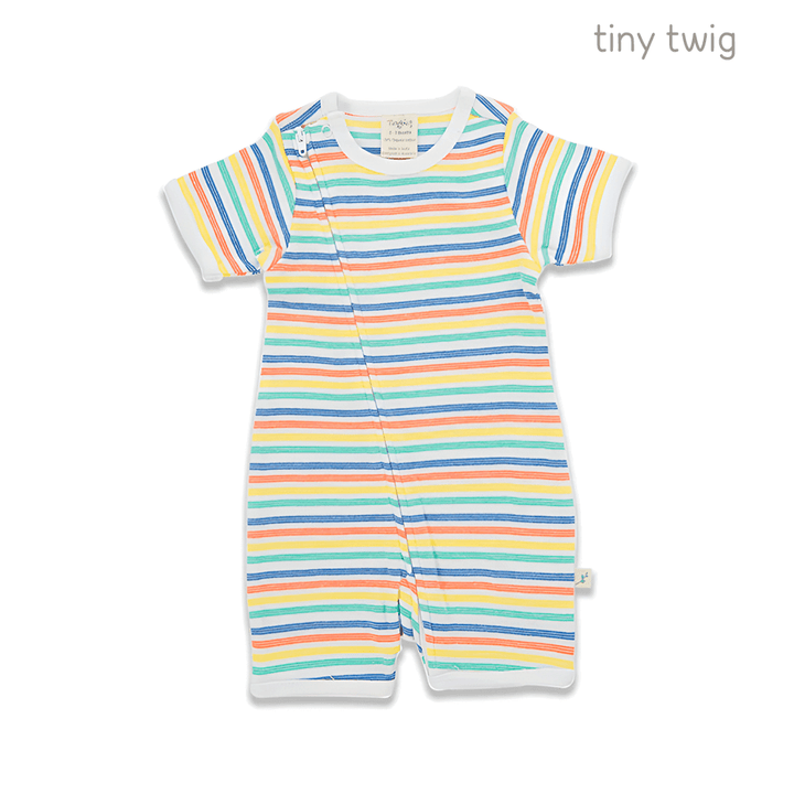 Tiny Twig Zipsuit S/S Rainbow Stripes