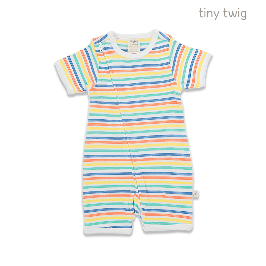 Tiny Twig Zipsuit S/S Rainbow Stripes