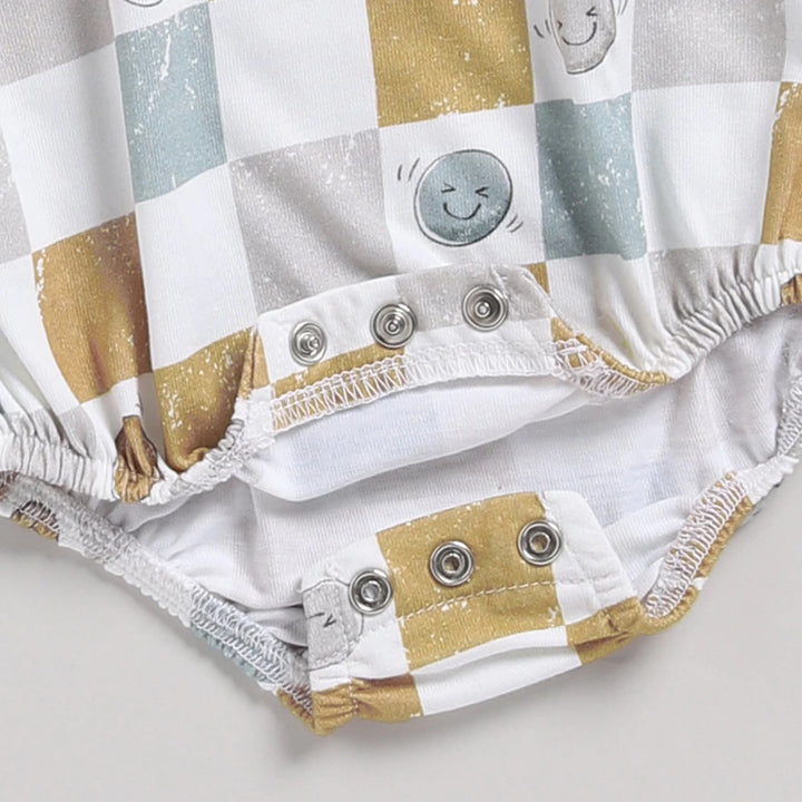 Cot &amp; Candy Baby Organic Oversized Bubble Romper - Retrocheckmate