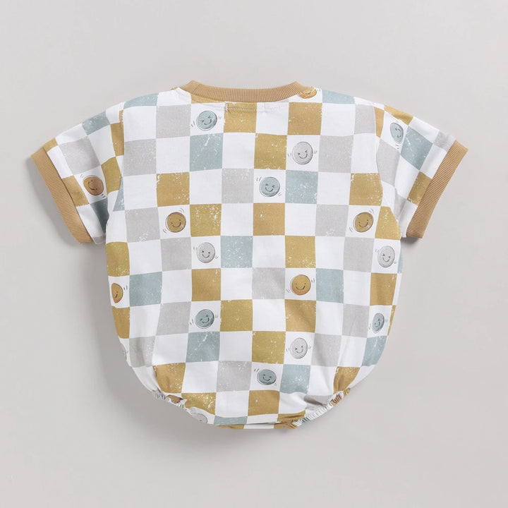 Cot &amp; Candy Baby Organic Oversized Bubble Romper - Retrocheckmate