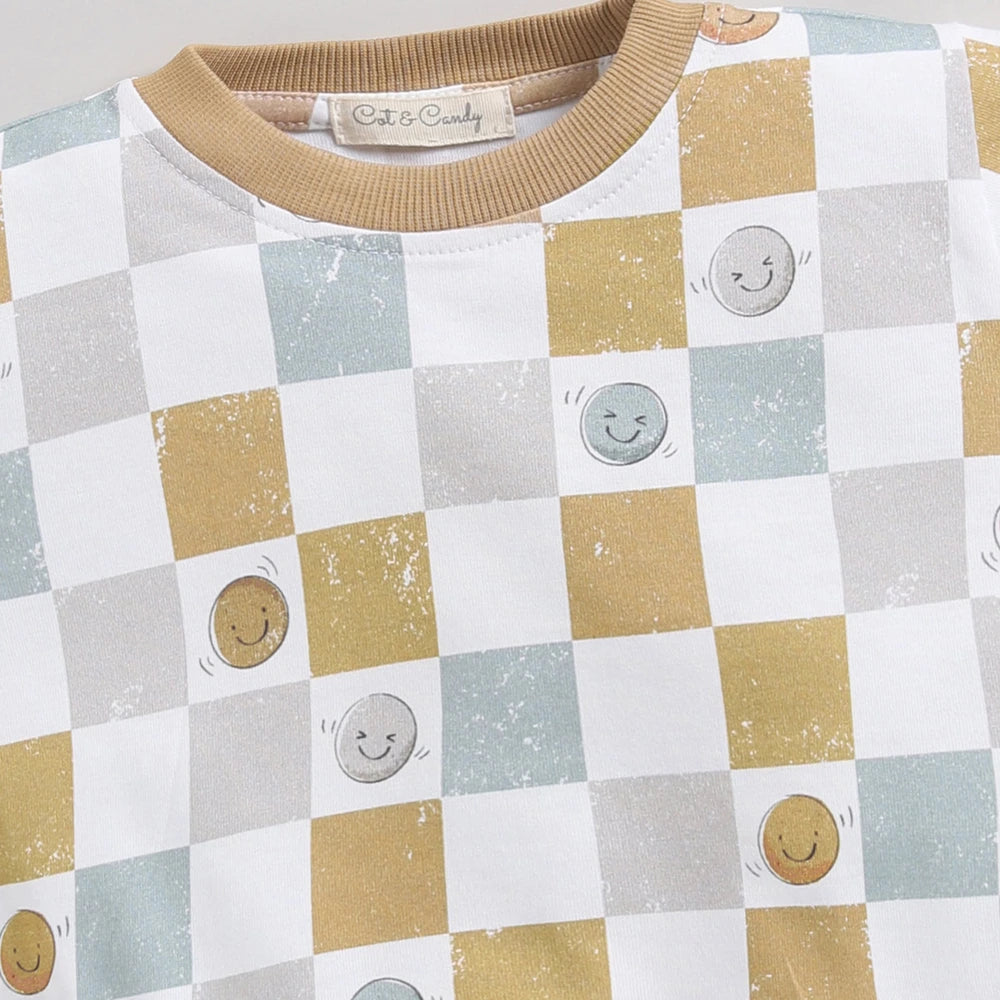 Cot &amp; Candy Baby Organic Oversized Bubble Romper - Retrocheckmate