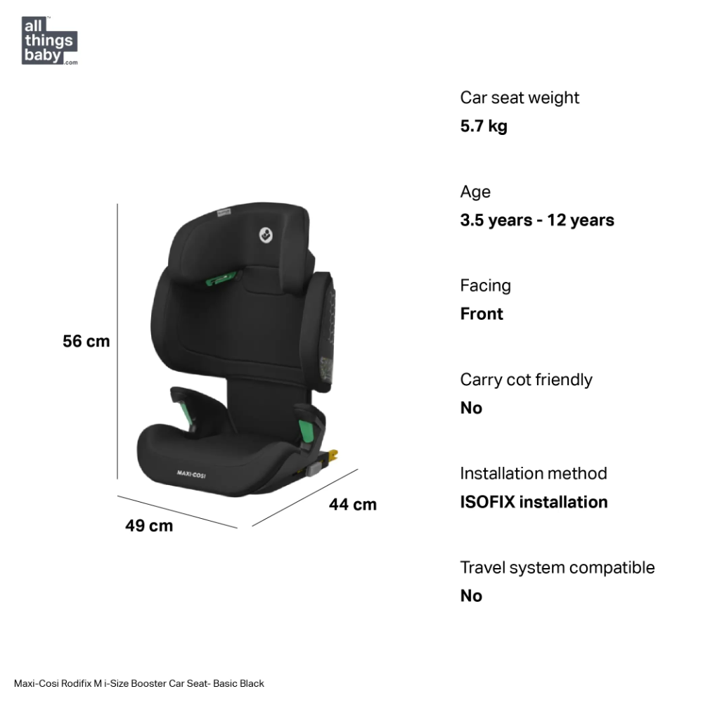 Maxi-Cosi Rodifix M i-Size Booster Car Seat - Basic Black