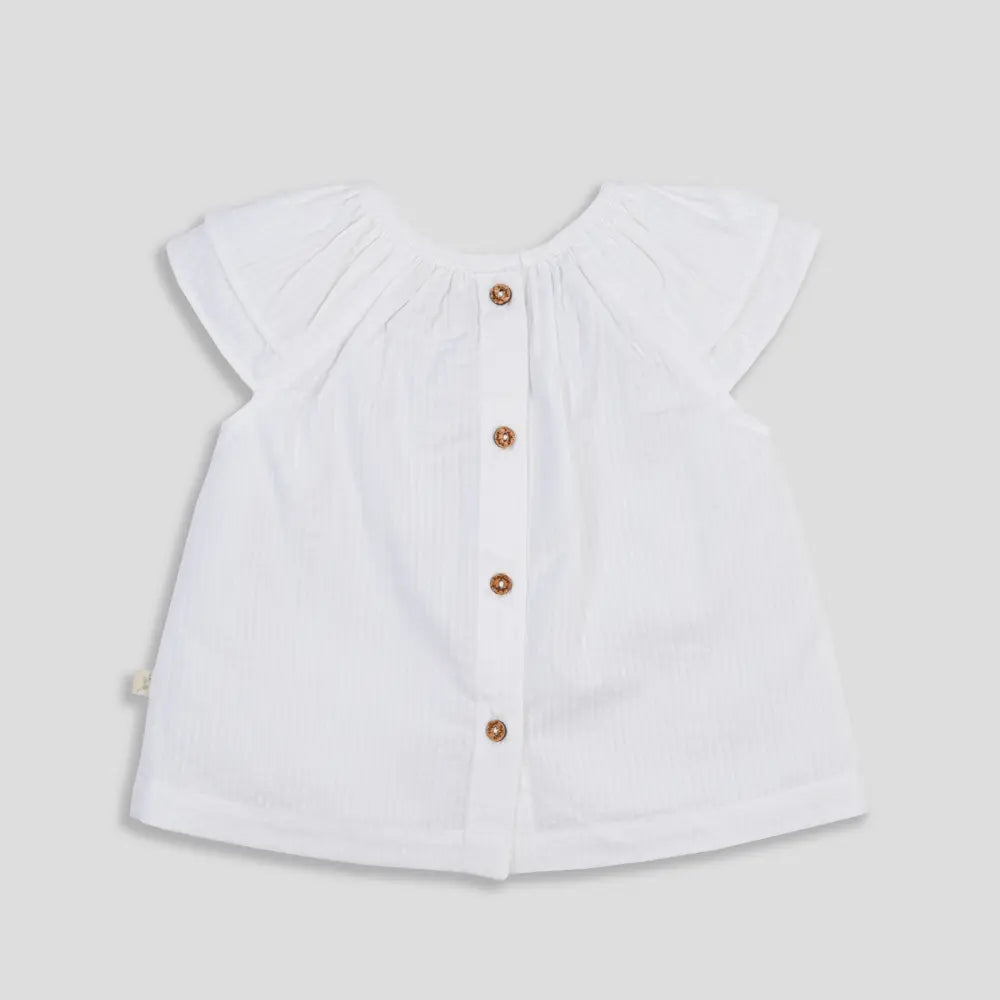 Tiny Twig White Ruffle Top