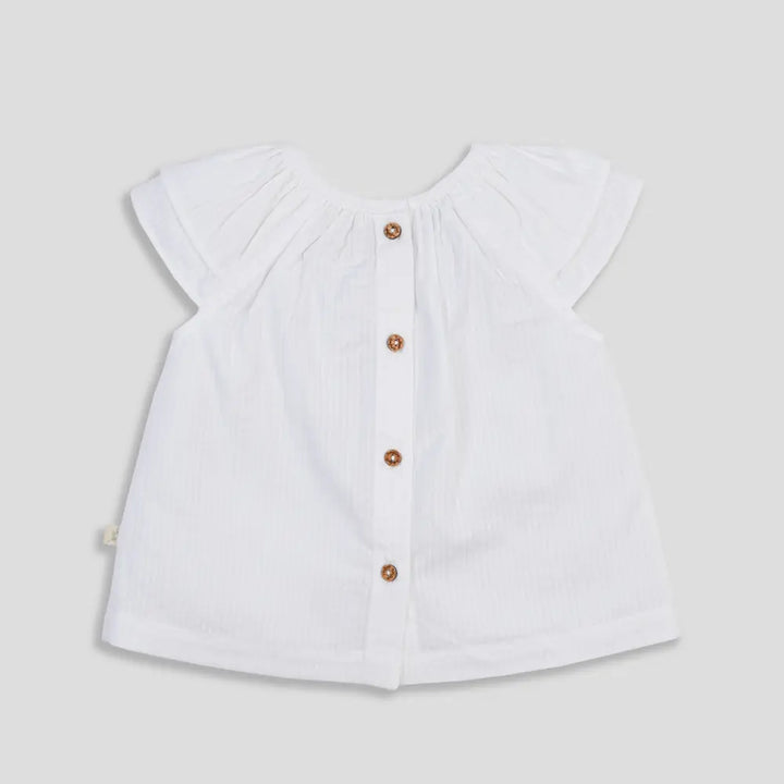 Tiny Twig White Ruffle Top