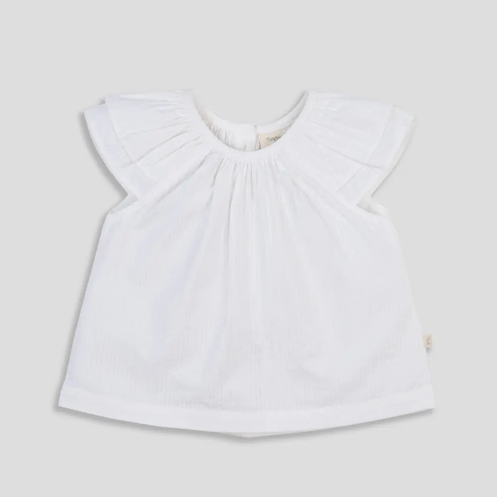 Tiny Twig White Ruffle Top