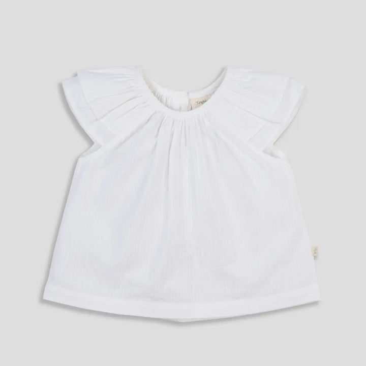 Tiny Twig White Ruffle Top