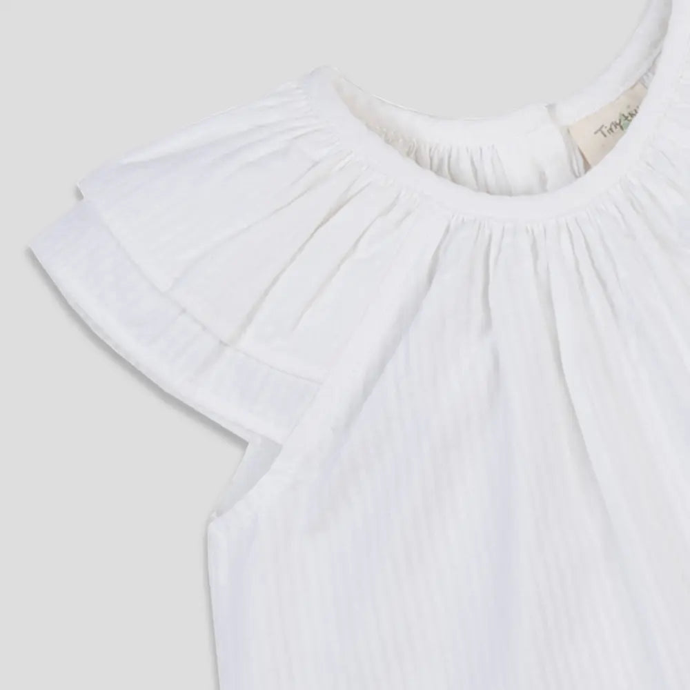 Tiny Twig White Ruffle Top